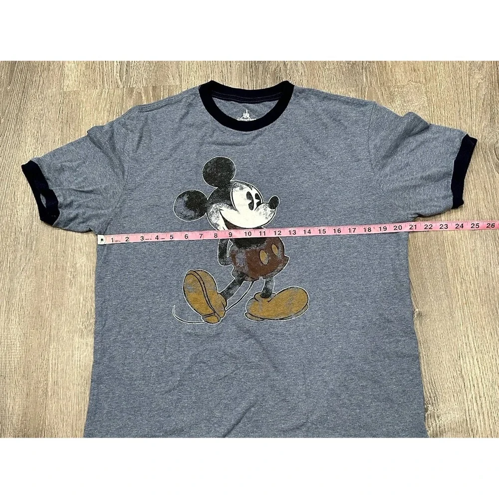 Disney Parks T Shirt Adult Medium‎ Gray Black Trim Original Mickey Mouse T-Shirt